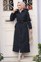 Fur-Lined Navy Blue Hijab Parka 90281L - 2