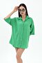 Cotton Linen Shorts Shirt Women's Two Piece Set - Green - 2