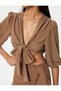 Front Tie Crop Balloon Sleeve Blouse - 5