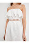 Long Scalloped Dress with Straps and Ruffles - 5