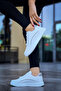Women's White Lace-Up Orthopedic Silvery Comfortable Lightweight Sneaker Stylish Daily Walking Sneakers - 4