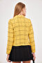Women's Mustard-Black Double Breasted Collar Tweed Crop Jacket Arm-24K 001014 - 7