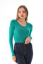 Women's Viscose Low-cut Collar Bodysuit-Ocean Green - 6