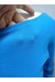 Ice Blue Ribbed Boat Neck Camisole Crop Body Full Sleeve Knitted Blouse - 3