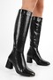 Women's Kiella Black Crocodile Heeled Boots