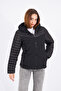 Women's Hooded Puffer Jacket with Side Cups and Hidden Zipper Pockets - 3