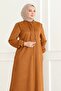 Suede Fabric Salaş Cut Ferace / Camel- F0504 - 4