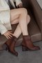 Women's Genuine Leather Zippered Casual Brown Boots - 7