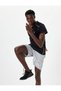 Slogan Printed Sports Shorts - Waist Lace-up and Pocket Detail