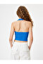 Halter Neck Tank Top Sleeveless Crop Top with Stitching Detail - 4
