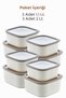 6 Leak Proof Storage Containers 3X1,1 Lt. 3X2 Lt. Beige-Microwave Storage Containers - 6