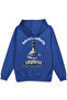 Empress Chess Back مطبوع بغطاء رأس Semi قصة فضفاضة سترة بقلنسوة زرقاء 1196