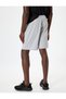 Slogan Printed Sports Shorts - Waist Lace-up and Pocket Detail - 4