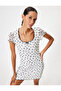Mini Dress Floral Short Sleeve A-Line Bow Detail U-Neck