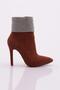 Women's Pointed Toe Crystal Stone Thin Heeled Boots Brown Suede 536103247