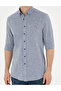 Navy Blue Linen Blended Regular Fit Long Sleeve Shirt 50284168-Vr033 - 6