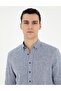 Navy Blue Linen Blended Regular Fit Long Sleeve Shirt 50284168-Vr033 - 2