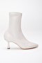 Large Size Women's Heeled Boots Beige Stretch Flat Heels - 3