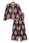 Girl's Knitwear Baklava Pattern Cardigan Trousers Set - 2
