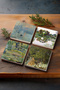 Monet Rose Flower Belt, Lunch in the Field, Impression Sunrise, Water Lily Lake Stone Coaster Set