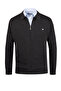 Men's Polo Collar Lined Knitwear Dark Gray Coat Zippered Patterned Steel Knit