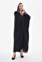 Hijap Black Hooded Jan Jan Stoned Shimmering Fabric Butterfly Model Abaya Ferace Standard 38-44 - 4