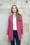 Women's Off Shoulder Long Sleeve Relaxed Cut Long Knitwear Cardigan-Cherry - 3