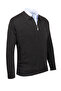 Men's Polo Collar Lined Knitwear Dark Gray Coat Zippered Patterned Steel Knit - 2