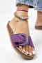 Alandra Women's Genuine Leather Purple Slippers - 5