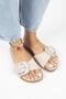 Alandra Genuine Leather Single Strip Beige Slippers - 3