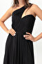 Women's Black Slim Fit One Shoulder Slit Long Evening Dress - 4