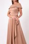 Women's Powder Boat Neck Satin Evening Dress & Graduation Dress - 4