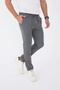 Men's Winter Jogger Slimfit Waist Half Elastic Dark Gray Fabric Pants