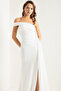 Women's White Slim Fit One Shoulder Stone Long Evening Dress - 3
