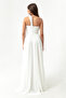 Women's White Slim Fit One Shoulder Slit Long Evening Dress - 5