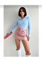 Women's Blue Shirt Collar Soft Knitwear Sweater - 4