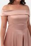 Women's Powder Boat Neck Plus Size Satin Evening Dress & Graduation Dress - 4