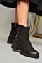 T 654047101   Black Genuine Leather Nubuck Women's Boots - 2