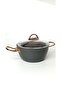 3542 - Mermaid Sets - 7 Pieces, Biogranite, Wide Base, Cookware Set Anthracite Body, Copper Detail - 3