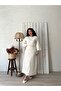 Long Cream Stamp Blouse-Skirt Set (Bluz-Skirt) - 2
