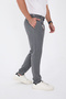 Men's Winter Buckle Belted Boyfriend Pants Italian Cut Comfortable Fit Dark Gray - 4