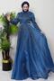 Indigo Hijab Evening Dress - Sıla Stone Detailed - 2