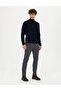 Navy Blue Slim Fit Canvas Trousers 50278472-Vr033 - 3