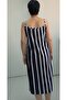 Navy Blue and White Striped Rope Suspender Viscose Dress - 2