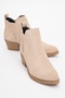 Dovena Beige Suede Genuine Leather Elastic Women's Heeled Boots