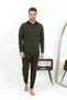 Moda Çizgi Men's Polo Collar Long Sleeve Combed Cotton Pajama Set 6862 Khaki - 5