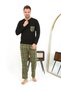 Fashion Line Men's Long Sleeve Combed Cotton Black Pajama Set 6861