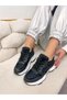 Black Leather (Leo) Leopard Detailed Women's Lace-up Sneakers