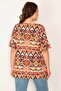 Women's Plus Size Orange V-Neck Flounce Sleeve Blouse 65n32088 - 3