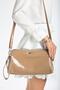 Women's Portfolio Wallet Bag Mink Patent Leather 3 Compartments Long Short Strap - 2